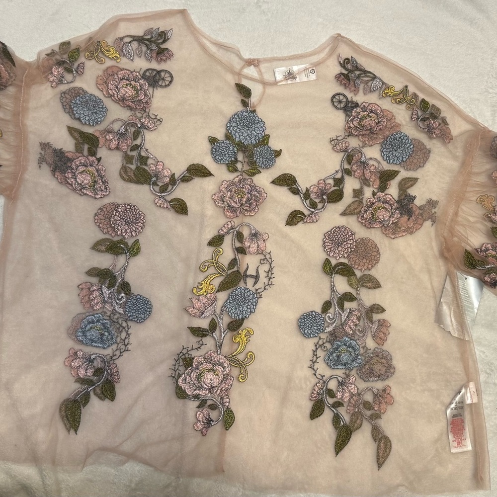 Disney Pink Floral Embroidered Blouse